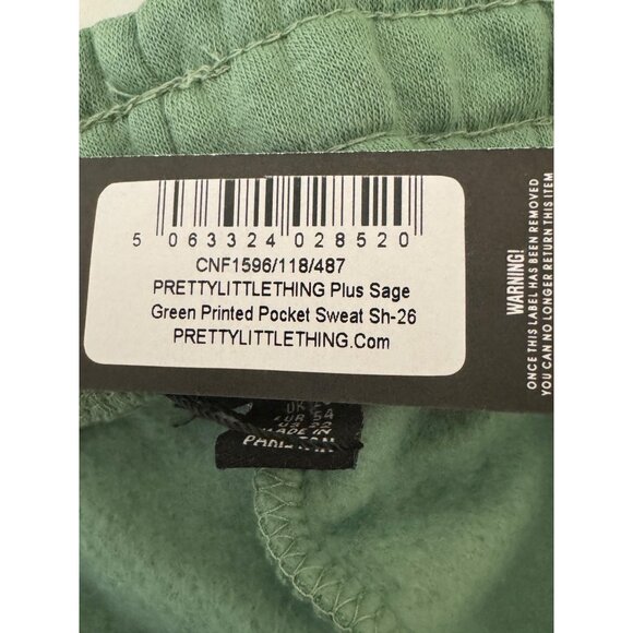 2/$30 NWT PrettyLittleThing Plus Size 22 Sage Green Pocket Sweat Shorts - Picture 10 of 15